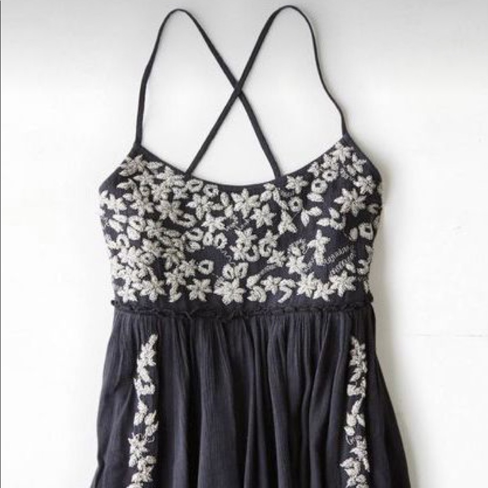Boho dress - grey and white